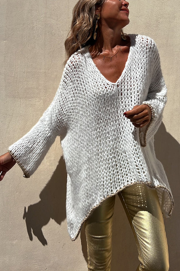 Arielle | Pull en tricot à rayures avec bordures amples