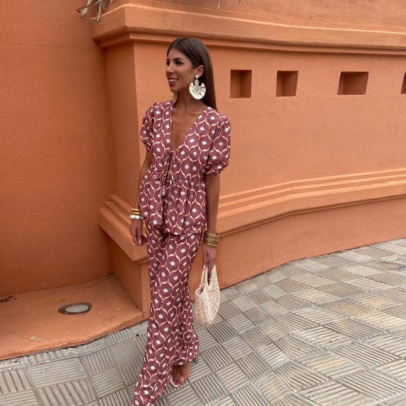 Chantal | Chemise à manches courtes et pantalon décontracté