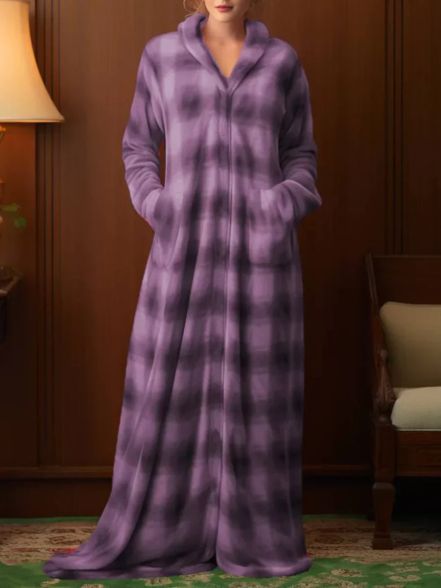 Marianne | Manteau de nuit zippé à carreaux